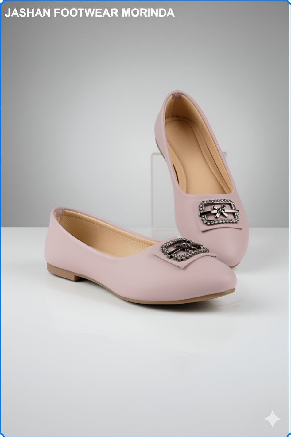 Elegant Lilac Comfort Flats with Gold Buckle- Bellies