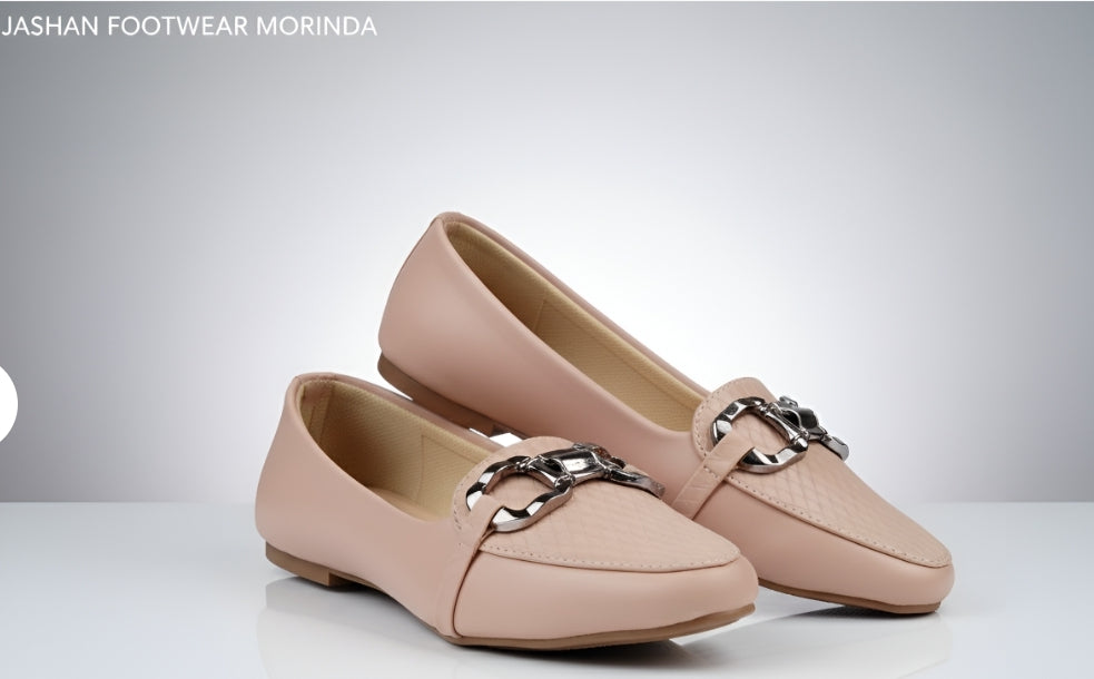 Blush Pink Buckle Loafers for Women.