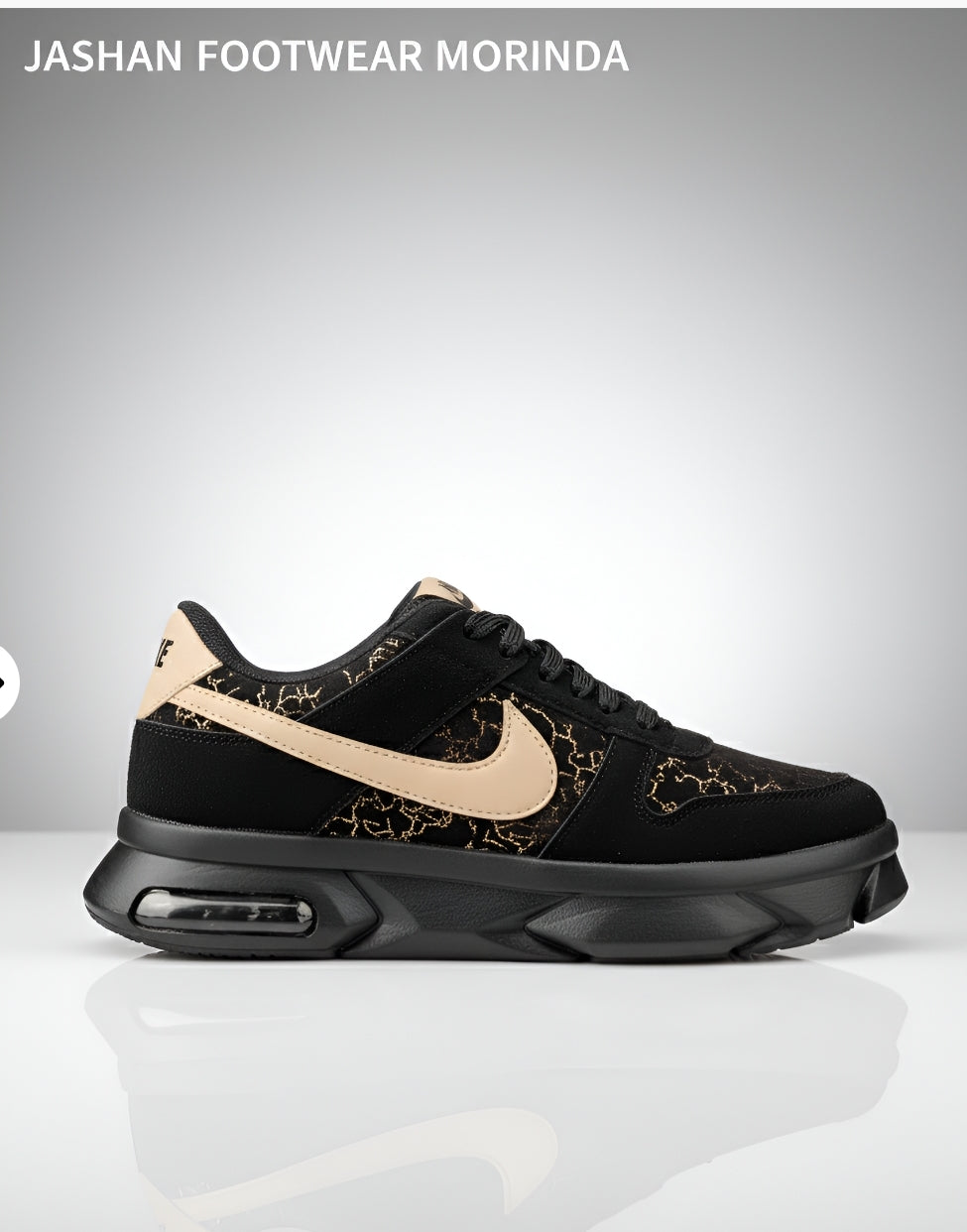 Black & Gold Velvet/Suede Fashion Sneakers  | Cushioned Sole