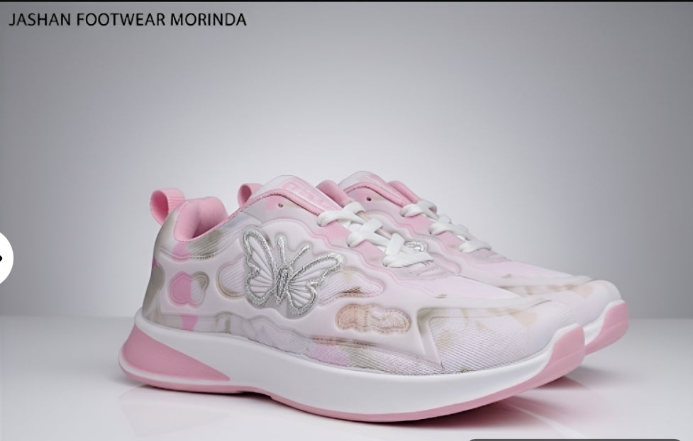 Girls' Cute Butterfly Sneakers | Pink & White Tie-Dye Fashion Shoes |