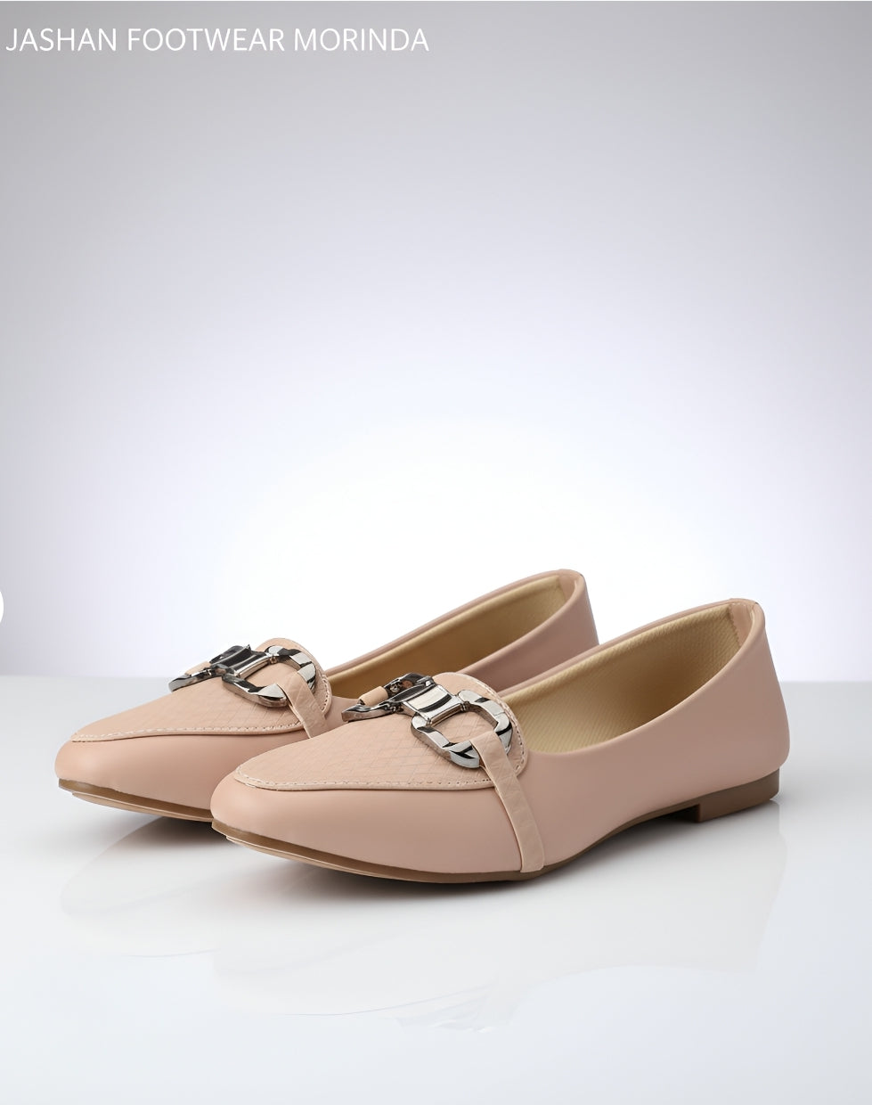 Blush Pink Buckle Loafers for Women.